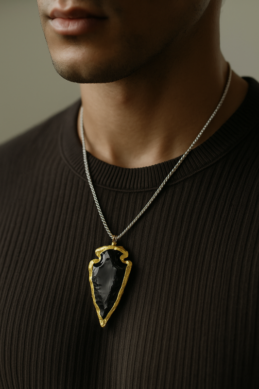 Black Obsidian Stone Pendant | Real Handmade and Natural