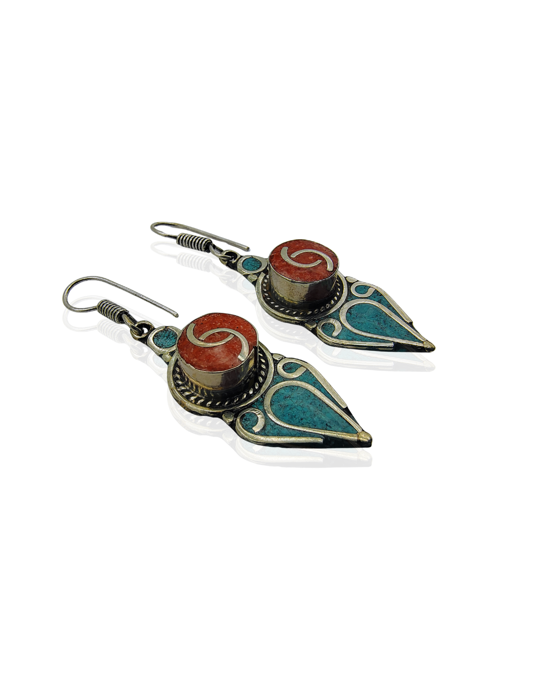 Coral Earrings | Red and Green Color