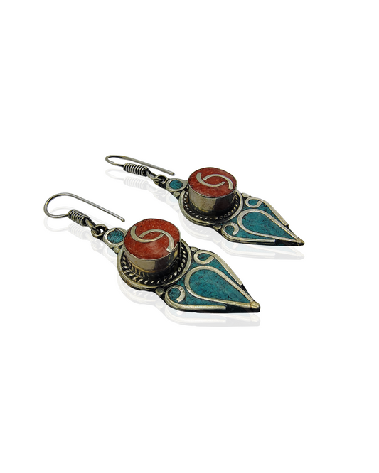 Coral Earrings | Red and Green Color