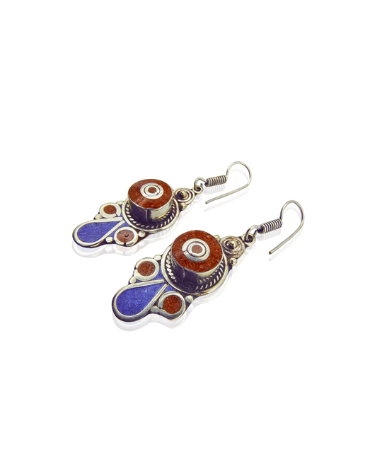Coral Earrings | Blue and Red Color