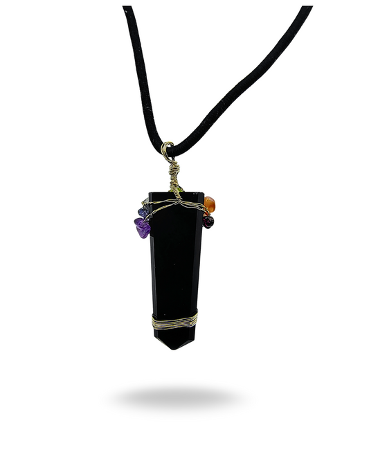 Black Onyx Chakra Tree Handmade Pendant