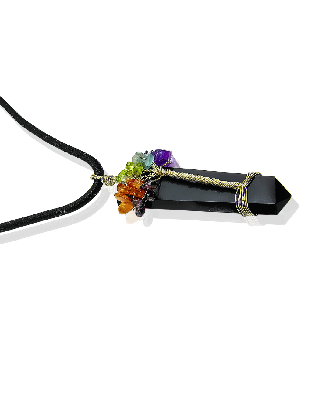 Black Onyx Chakra Tree Handmade Pendant