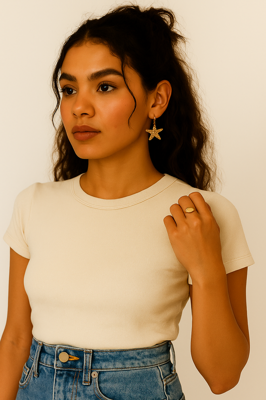 Star shaped Brass Earrings