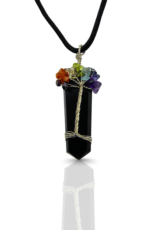 Black Onyx Chakra Tree Handmade Pendant