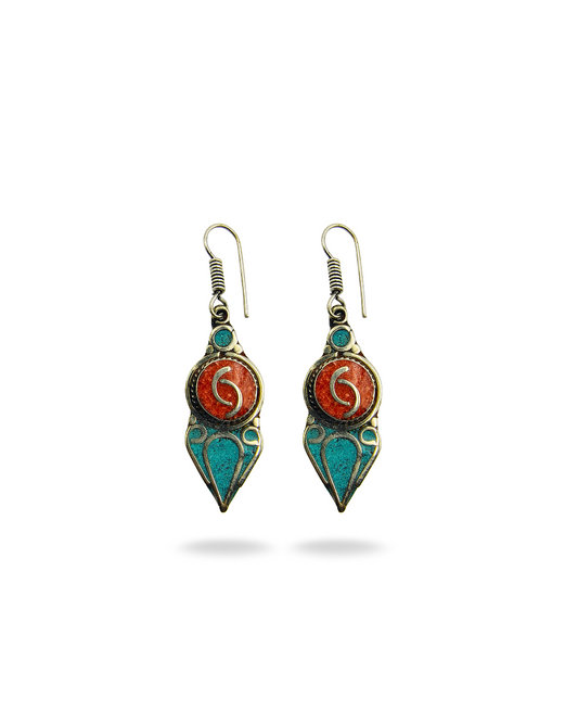 Coral Earrings | Red and Green Color
