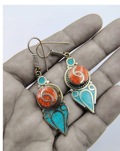 Coral Earrings | Red and Green Color